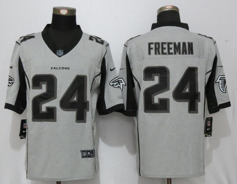 New Nike Atlanta Falcons #24 Freeman Nike Gridiron Gray II Limited Jersey->->NFL Jersey